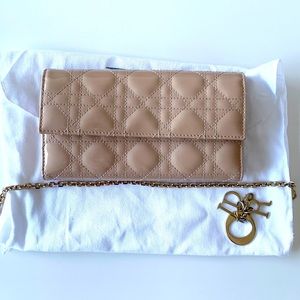 Christian Dior Patent Cannage Lady Dior Chain Wallet w/ Box